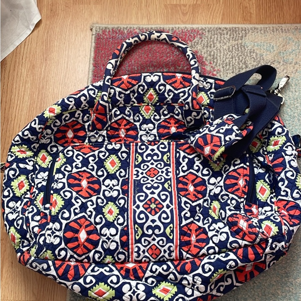 Vera Bradley Vibrant Blue and Red Weekender Duffel Bag
